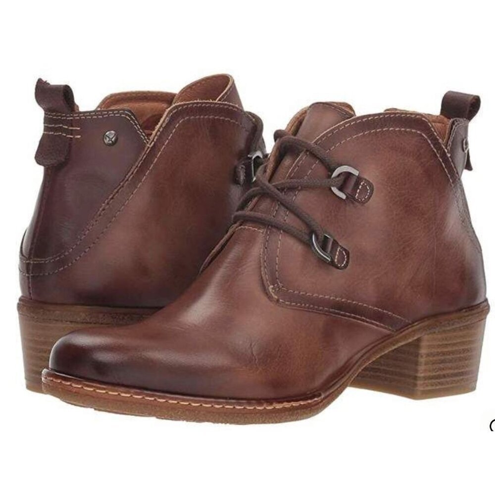 NEW Pikolinos Zaragoza W9H-8719 Leather Brown Heel Booties Size EU 40 US 9 [jb]